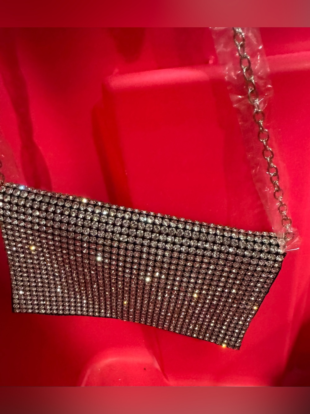 Crystal-Studded Black Crossbody Bag with Chain Strap NWOT